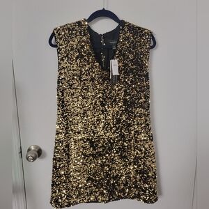 NWT Banana Republic Gold Sequin Sleeveless Dress
